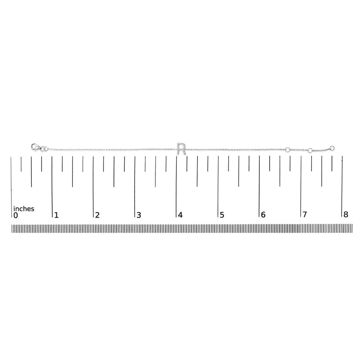 10K White Gold Diamond Accent "A-Z" Initial Charm and Link Bracelet