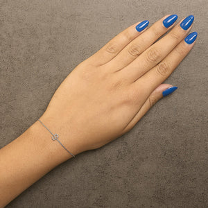10K White Gold Diamond Accent "A-Z" Initial Charm and Link Bracelet