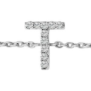 10K White Gold Diamond Accent "A-Z" Initial Charm and Link Bracelet