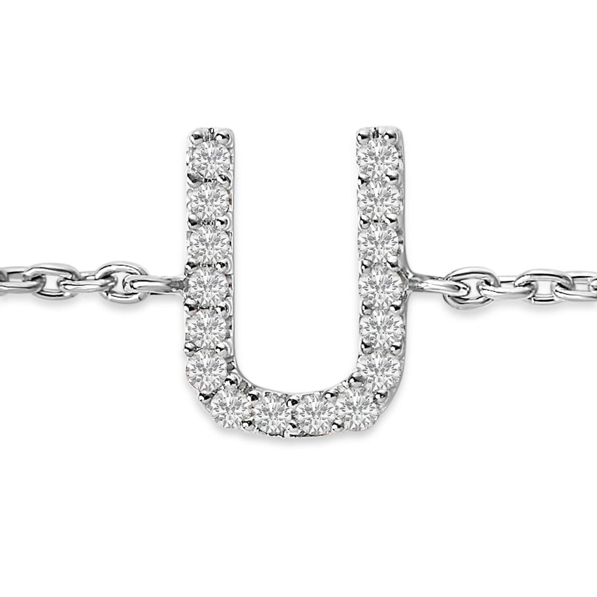 10K White Gold Diamond Accent "A-Z" Initial Charm and Link Bracelet