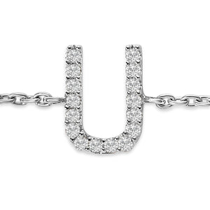 10K White Gold Diamond Accent "A-Z" Initial Charm and Link Bracelet