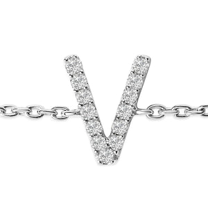10K White Gold Diamond Accent "A-Z" Initial Charm and Link Bracelet