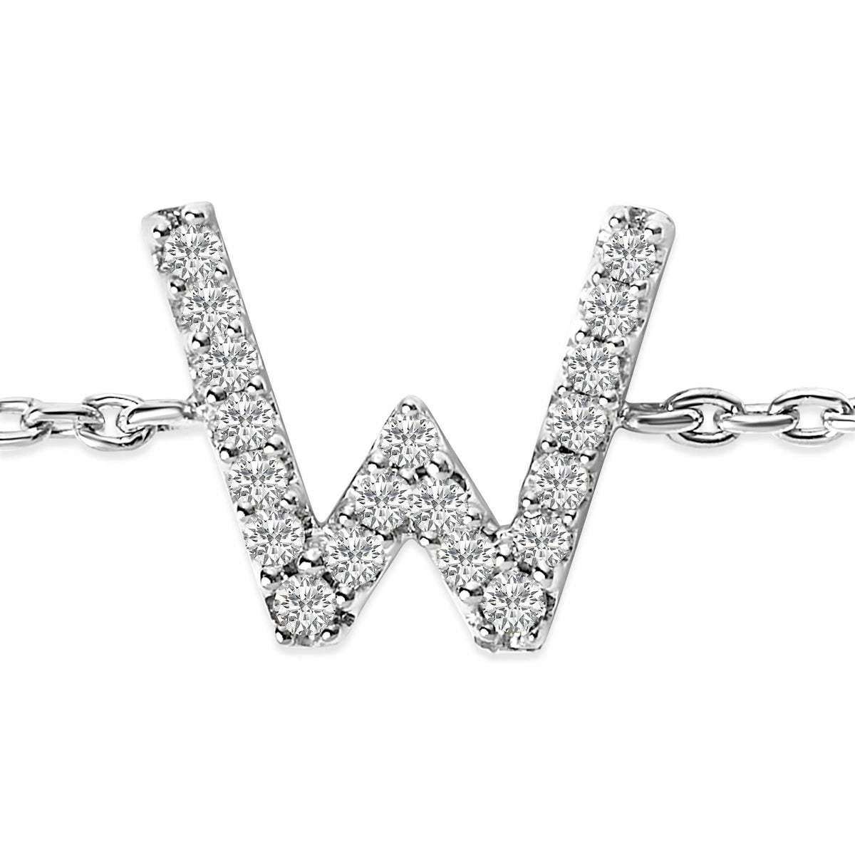 10K White Gold Diamond Accent "A-Z" Initial Charm and Link Bracelet