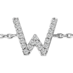 10K White Gold Diamond Accent "A-Z" Initial Charm and Link Bracelet