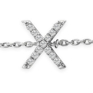 10K White Gold Diamond Accent "A-Z" Initial Charm and Link Bracelet