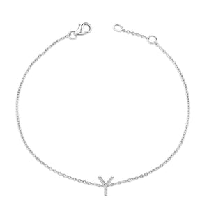 10K White Gold Diamond Accent "A-Z" Initial Charm and Link Bracelet