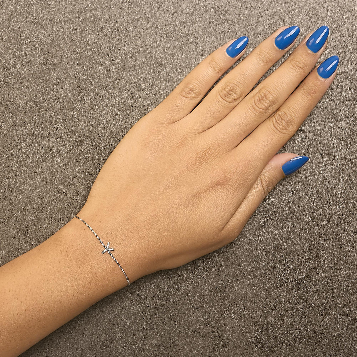 10K White Gold Diamond Accent "A-Z" Initial Charm and Link Bracelet