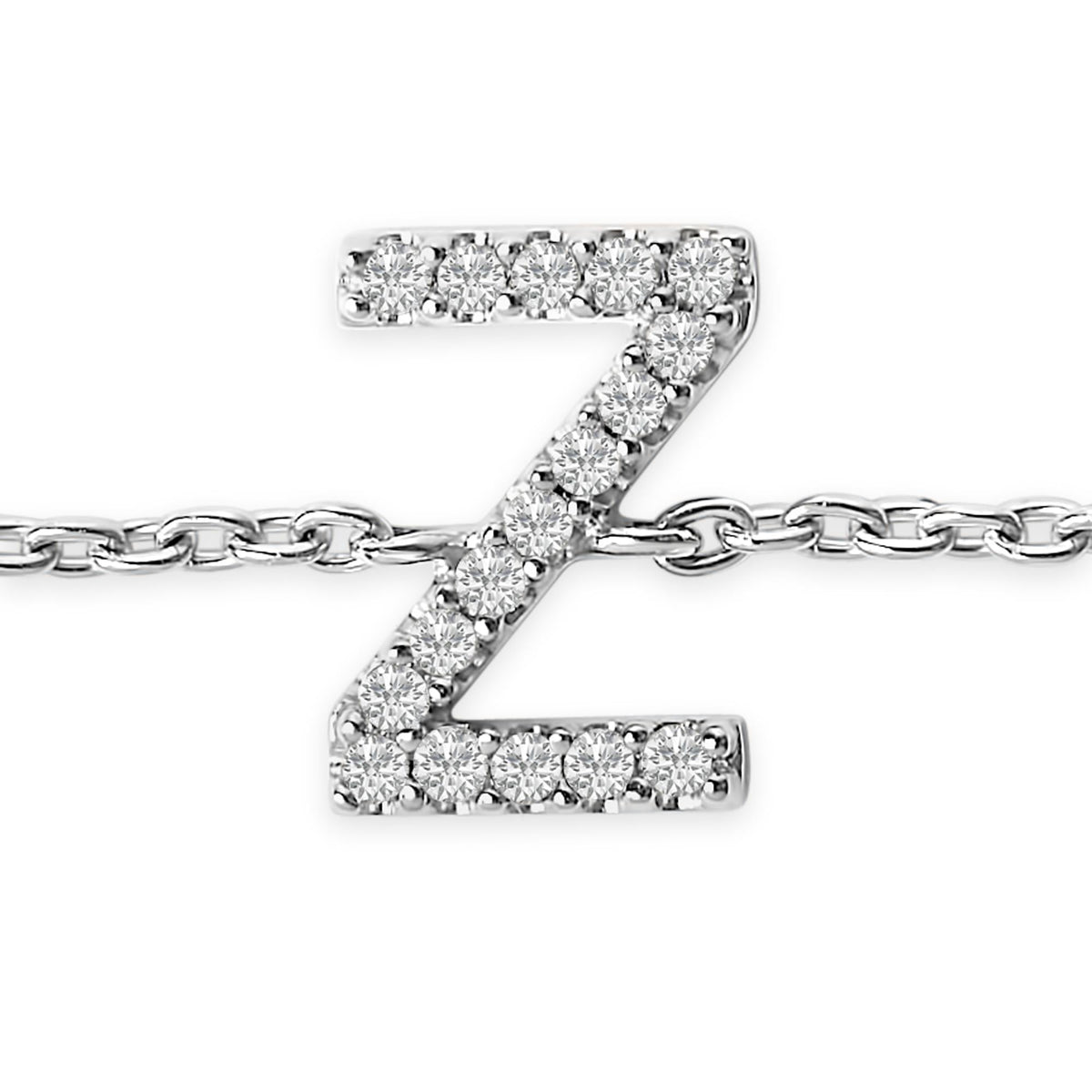 10K White Gold Diamond Accent "A-Z" Initial Charm and Link Bracelet