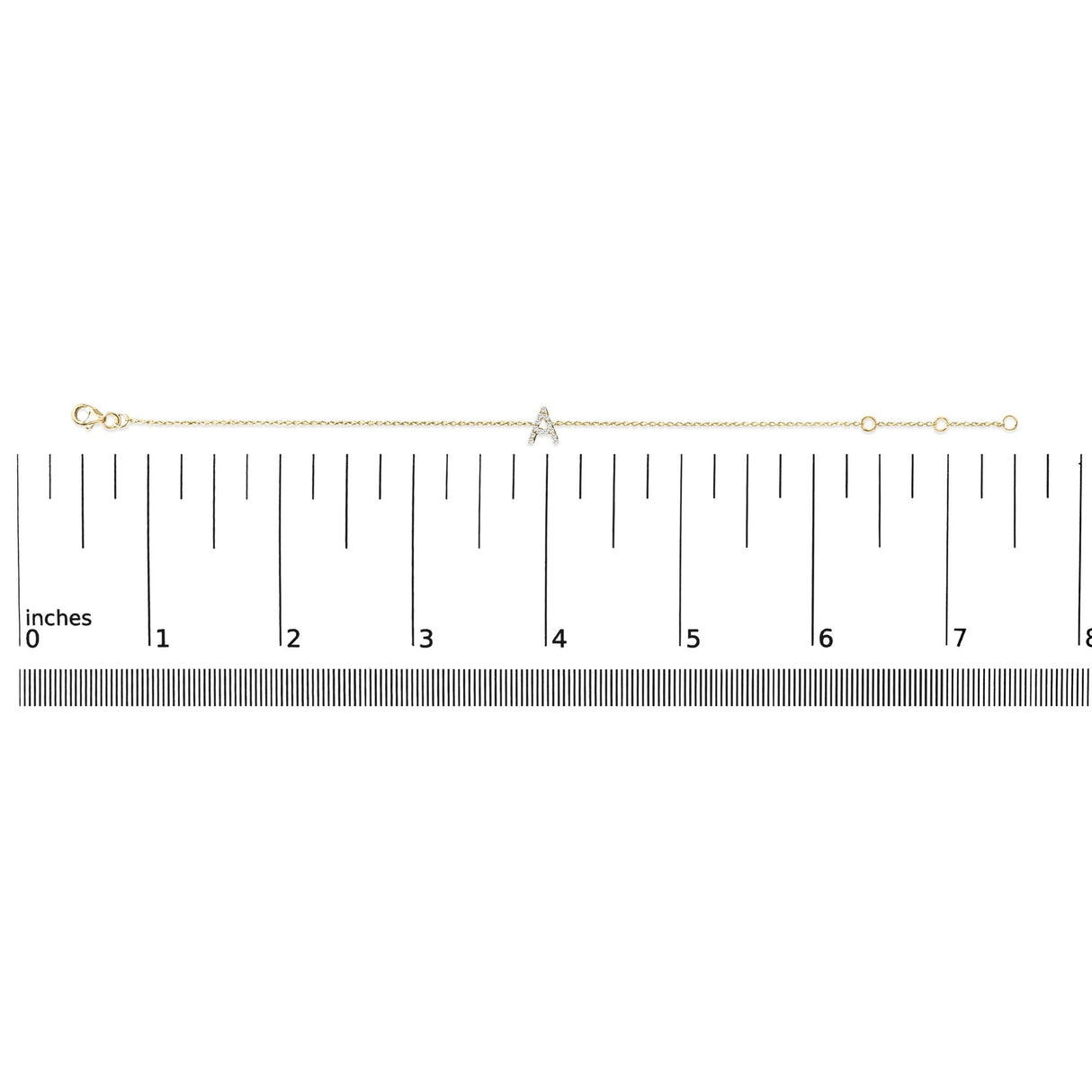 10K Yellow Gold Diamond Accent "A-Z" Initial Charm and Link Bracelet