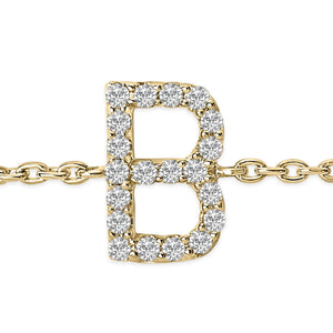 10K Yellow Gold Diamond Accent "A-Z" Initial Charm and Link Bracelet