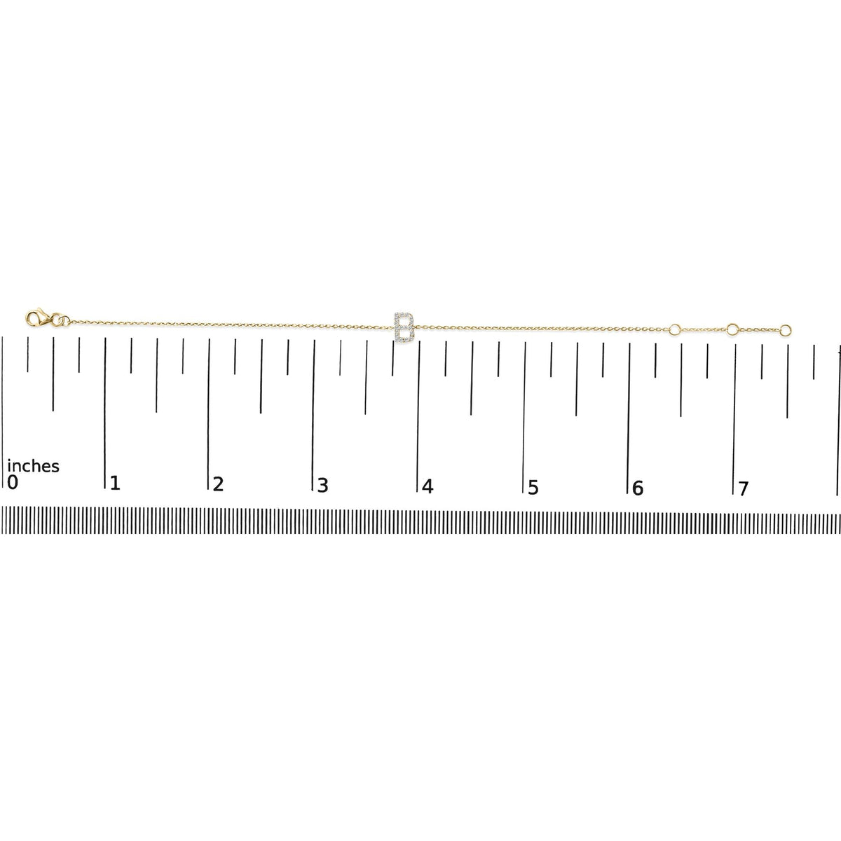 10K Yellow Gold Diamond Accent "A-Z" Initial Charm and Link Bracelet