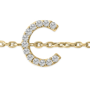 10K Yellow Gold Diamond Accent "A-Z" Initial Charm and Link Bracelet