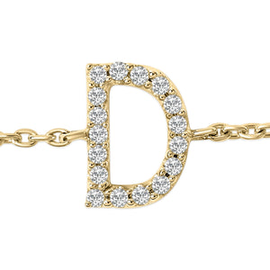 10K Yellow Gold Diamond Accent "A-Z" Initial Charm and Link Bracelet