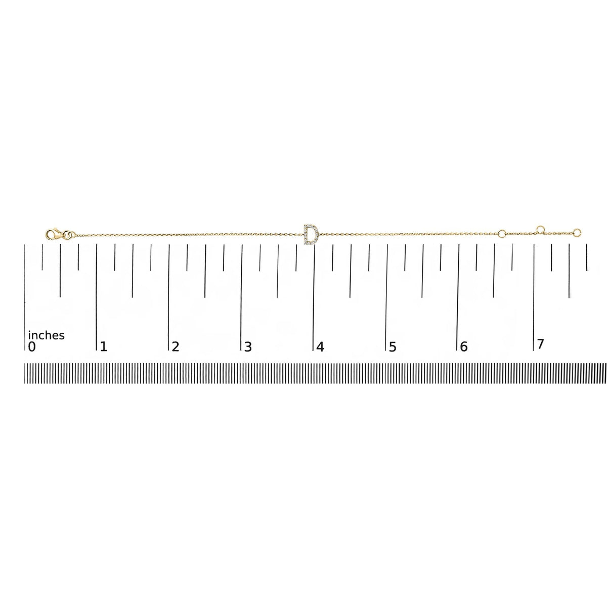 10K Yellow Gold Diamond Accent "A-Z" Initial Charm and Link Bracelet