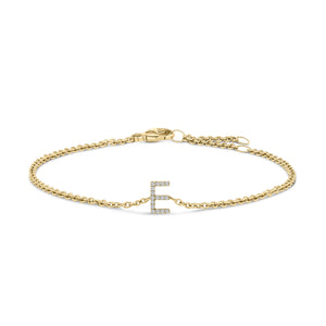 10K White Gold Diamond Accent "A" Initial Charm and Link Bracelet