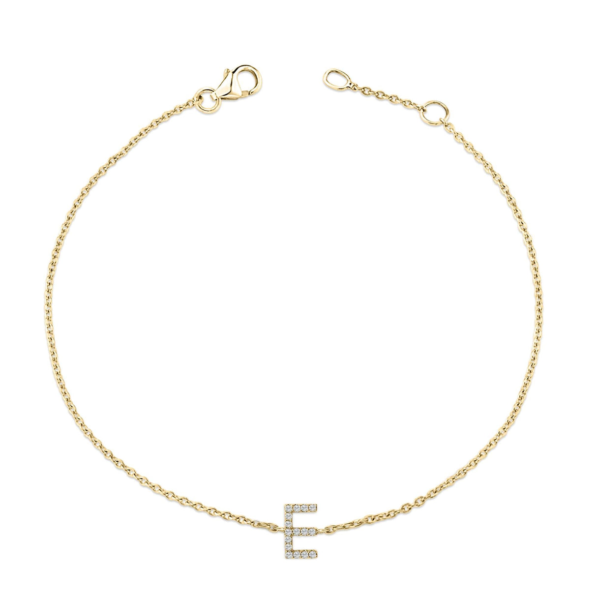 10K Yellow Gold Diamond Accent "A-Z" Initial Charm and Link Bracelet