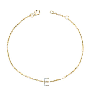 10K Yellow Gold Diamond Accent "A-Z" Initial Charm and Link Bracelet