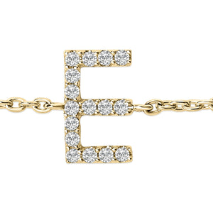 10K Yellow Gold Diamond Accent "A-Z" Initial Charm and Link Bracelet