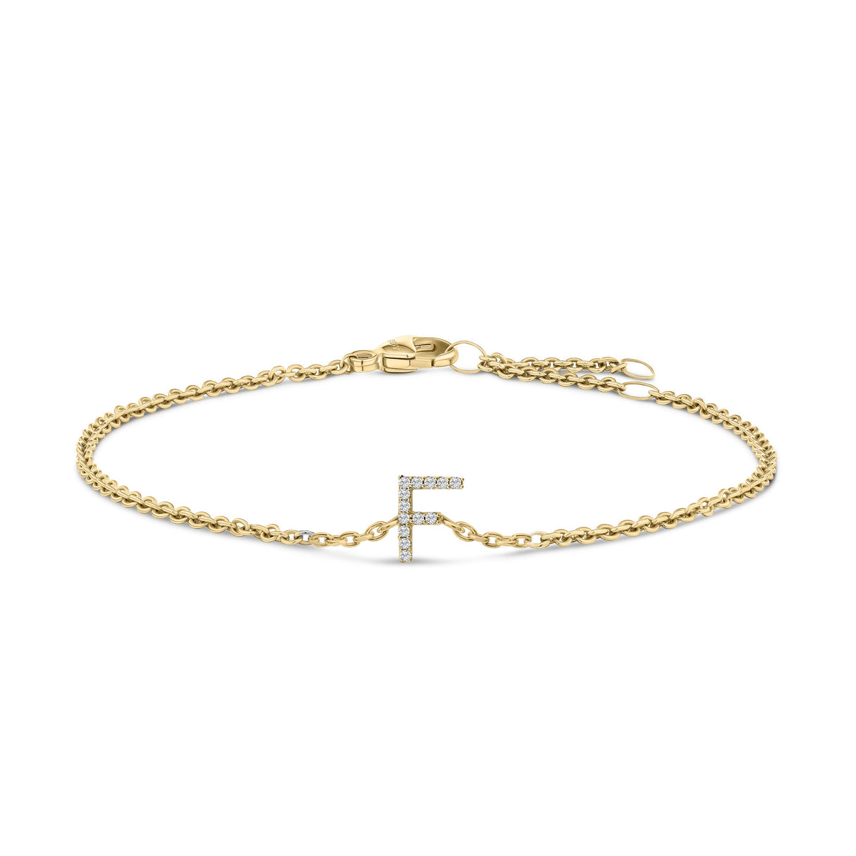 10K White Gold Diamond Accent "A" Initial Charm and Link Bracelet