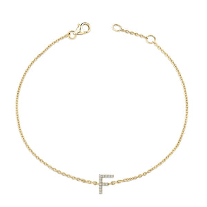 10K Yellow Gold Diamond Accent "A-Z" Initial Charm and Link Bracelet
