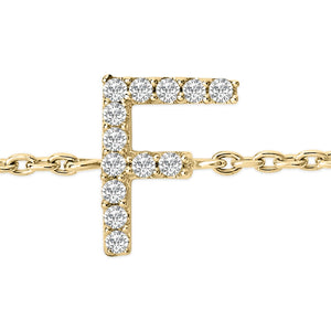 10K Yellow Gold Diamond Accent "A-Z" Initial Charm and Link Bracelet