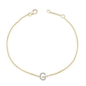 10K Yellow Gold Diamond Accent "A-Z" Initial Charm and Link Bracelet