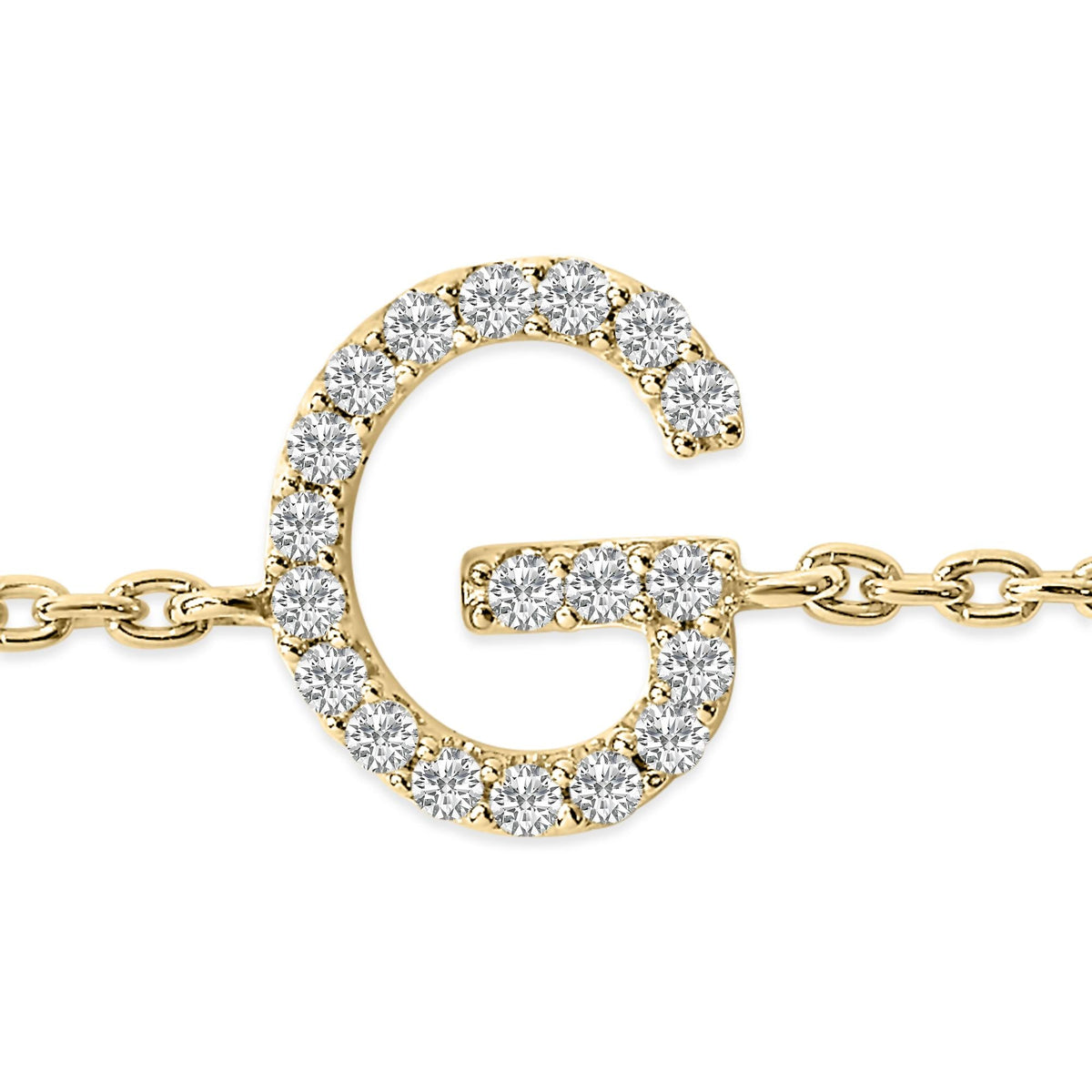 10K Yellow Gold Diamond Accent "A-Z" Initial Charm and Link Bracelet