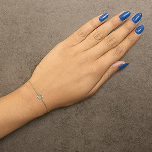 10K Yellow Gold Diamond Accent "A-Z" Initial Charm and Link Bracelet
