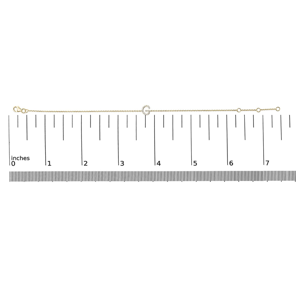 10K Yellow Gold Diamond Accent "A-Z" Initial Charm and Link Bracelet
