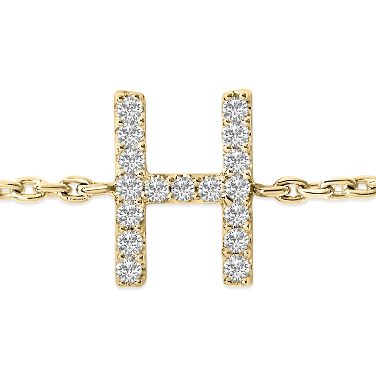 10K Yellow Gold Diamond Accent "A-Z" Initial Charm and Link Bracelet