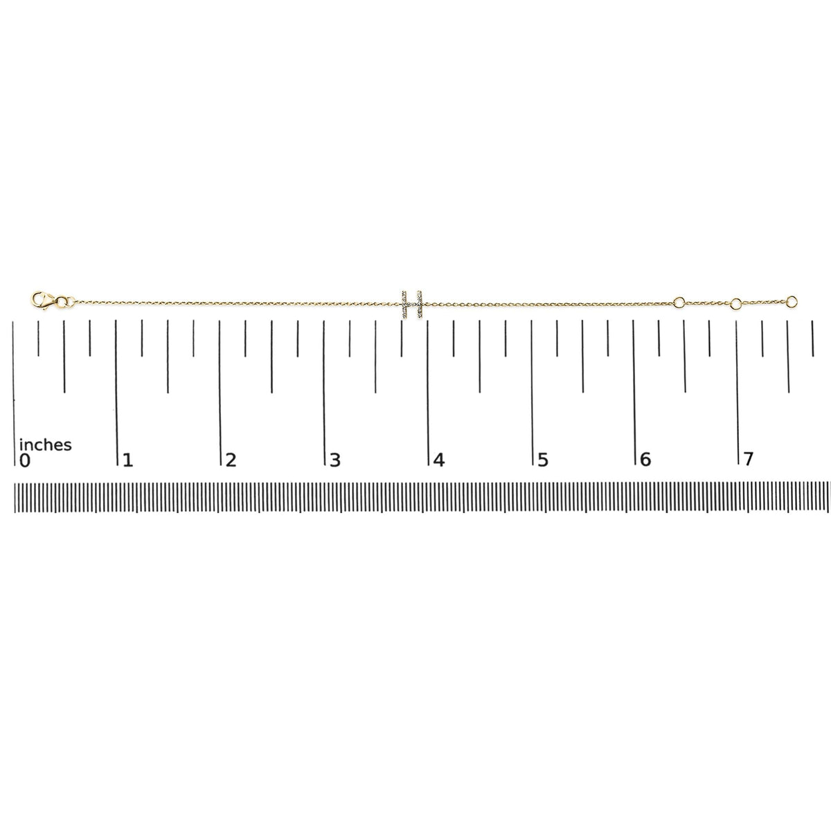 10K Yellow Gold Diamond Accent "A-Z" Initial Charm and Link Bracelet