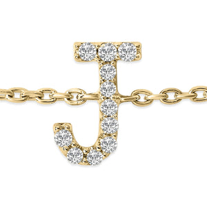 10K Yellow Gold Diamond Accent "A-Z" Initial Charm and Link Bracelet