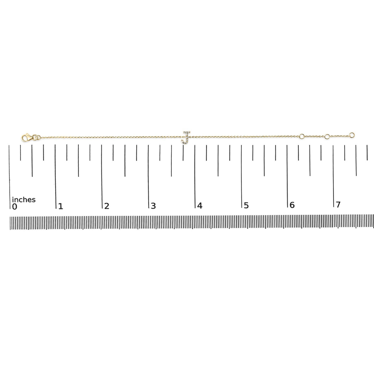 10K Yellow Gold Diamond Accent "A-Z" Initial Charm and Link Bracelet