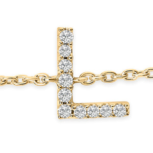 10K Yellow Gold Diamond Accent "A-Z" Initial Charm and Link Bracelet