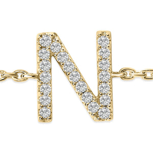 10K Yellow Gold Diamond Accent "A-Z" Initial Charm and Link Bracelet