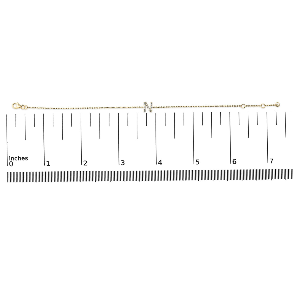 10K Yellow Gold Diamond Accent "A-Z" Initial Charm and Link Bracelet