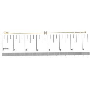 10K Yellow Gold Diamond Accent "A-Z" Initial Charm and Link Bracelet