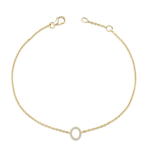 10K Yellow Gold Diamond Accent "A-Z" Initial Charm and Link Bracelet