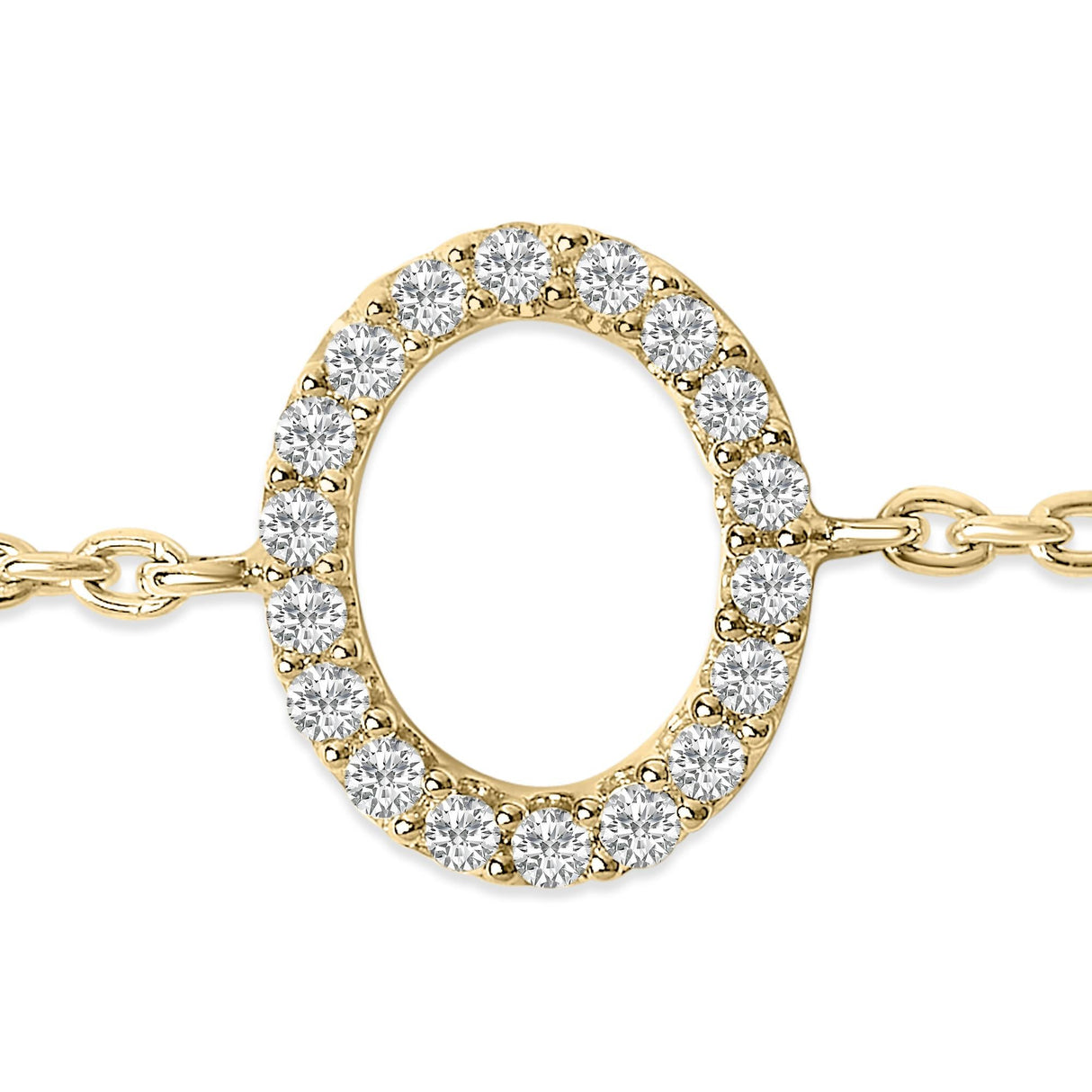 10K Yellow Gold Diamond Accent "A-Z" Initial Charm and Link Bracelet