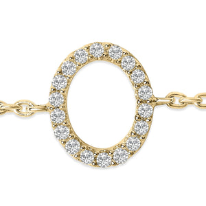 10K Yellow Gold Diamond Accent "A-Z" Initial Charm and Link Bracelet