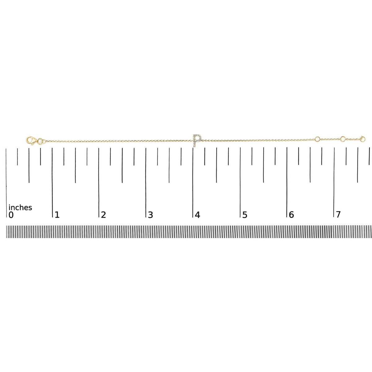 10K Yellow Gold Diamond Accent "A-Z" Initial Charm and Link Bracelet