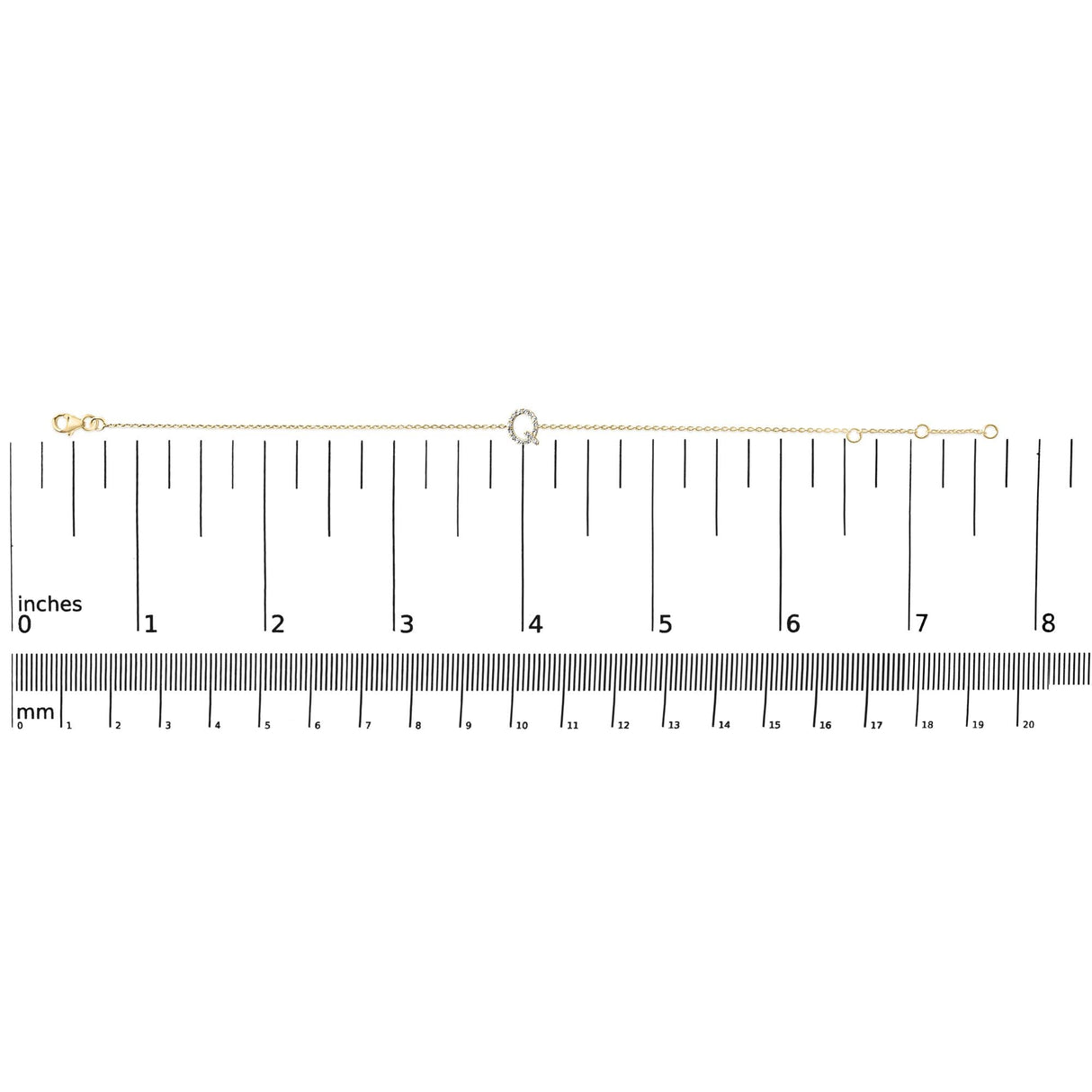 10K Yellow Gold Diamond Accent "A-Z" Initial Charm and Link Bracelet