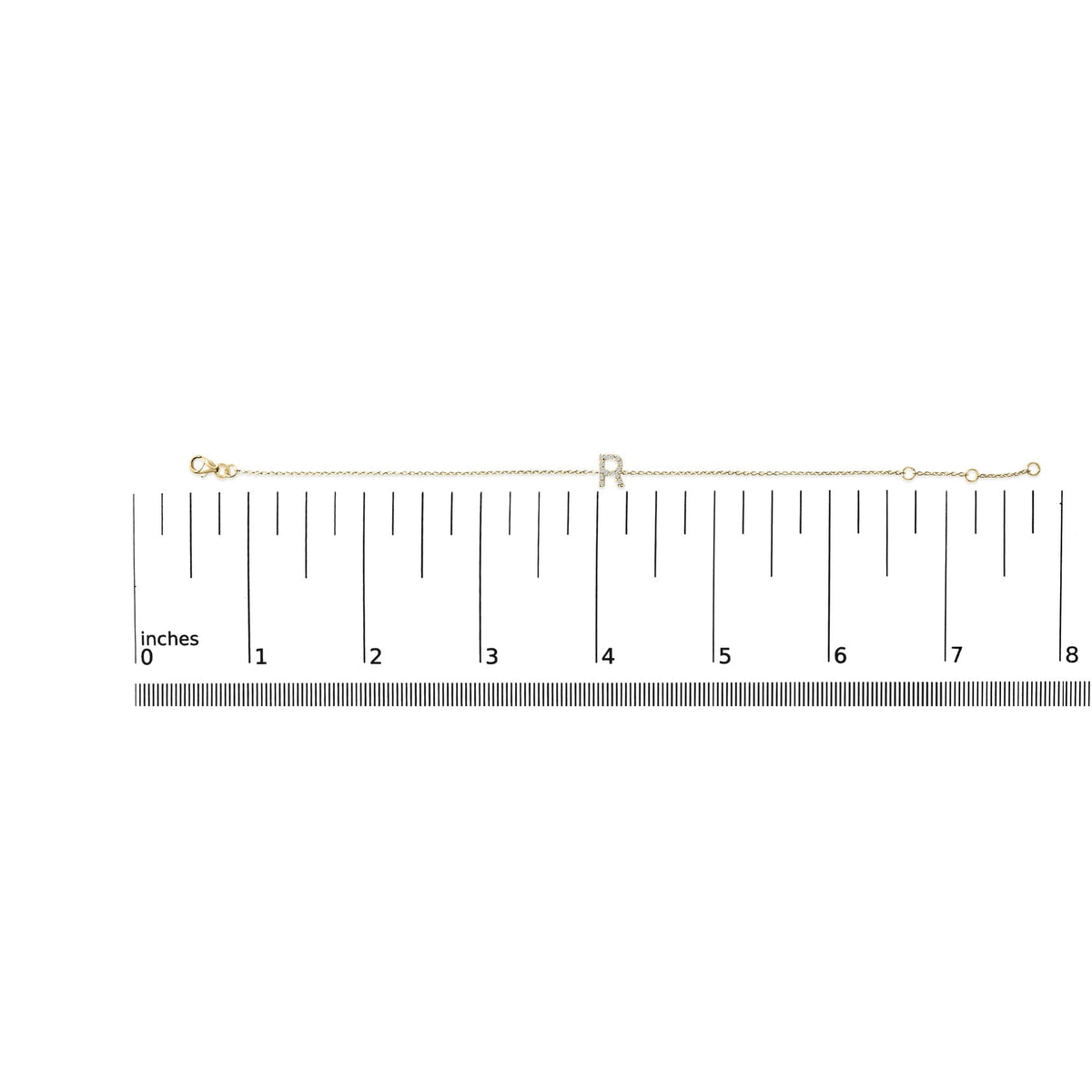 10K Yellow Gold Diamond Accent "A-Z" Initial Charm and Link Bracelet