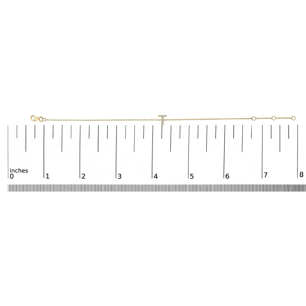 10K Yellow Gold Diamond Accent "A-Z" Initial Charm and Link Bracelet