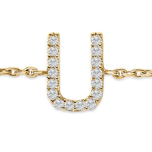 10K Yellow Gold Diamond Accent "A-Z" Initial Charm and Link Bracelet