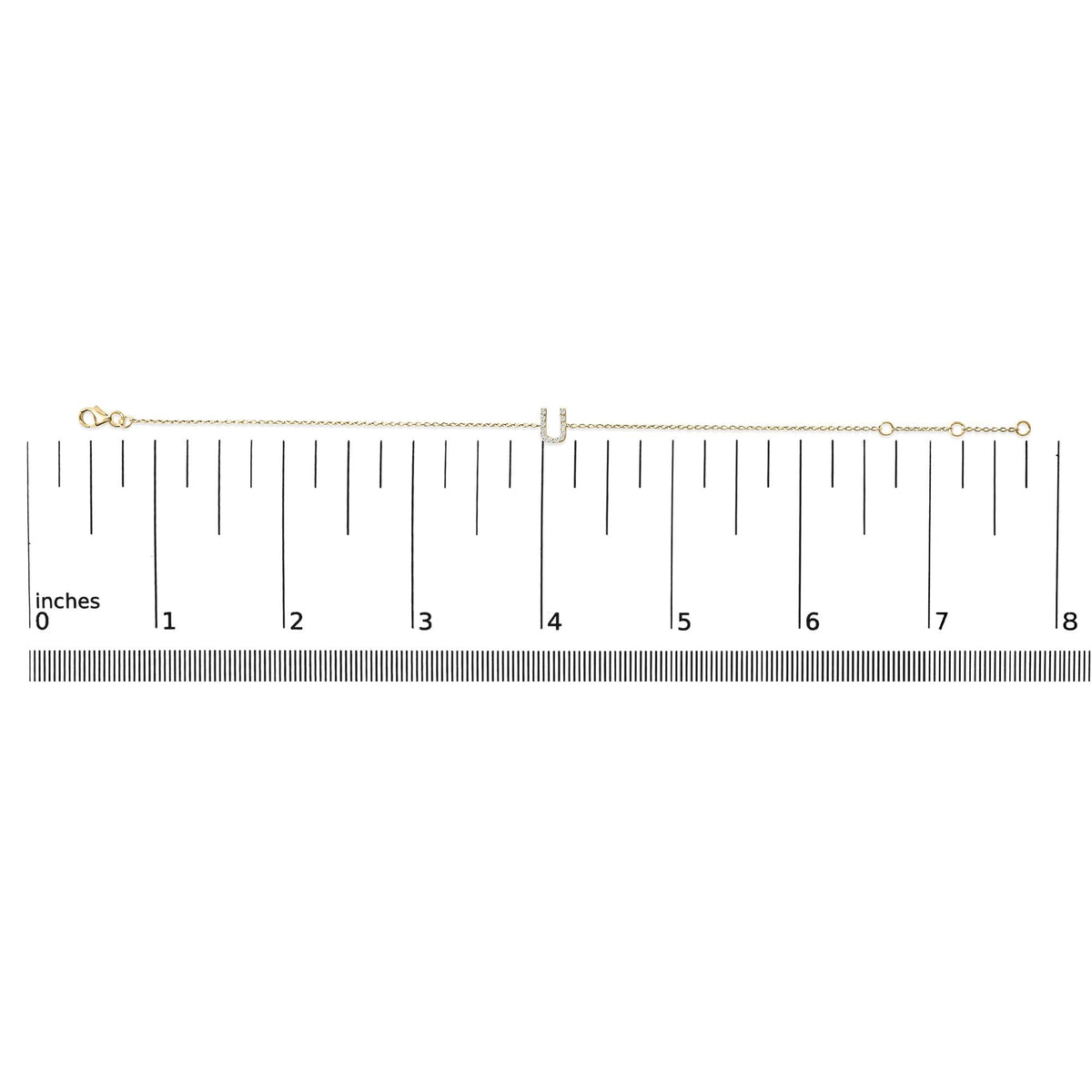 10K Yellow Gold Diamond Accent "A-Z" Initial Charm and Link Bracelet