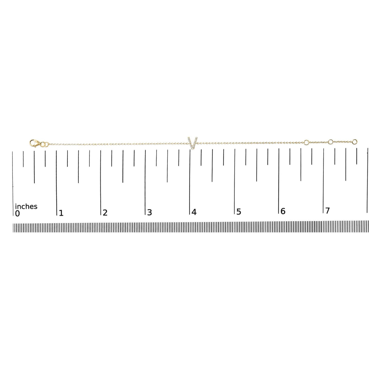 10K Yellow Gold Diamond Accent "A-Z" Initial Charm and Link Bracelet