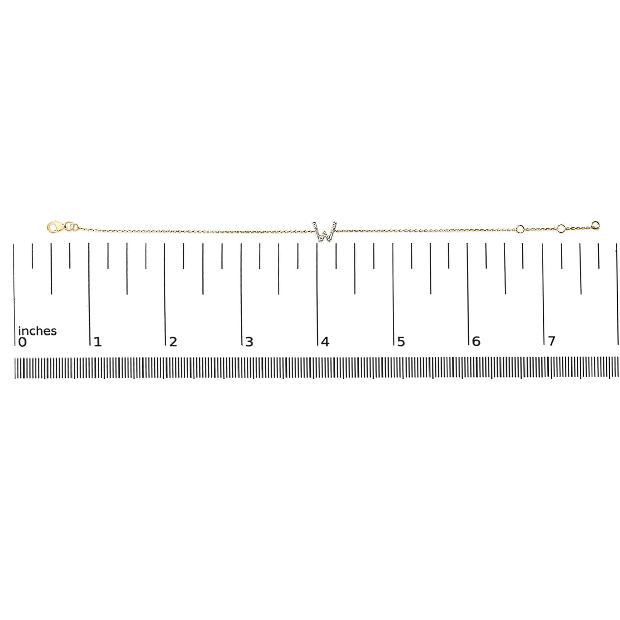 10K Yellow Gold Diamond Accent "A-Z" Initial Charm and Link Bracelet