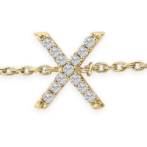 10K Yellow Gold Diamond Accent "A-Z" Initial Charm and Link Bracelet