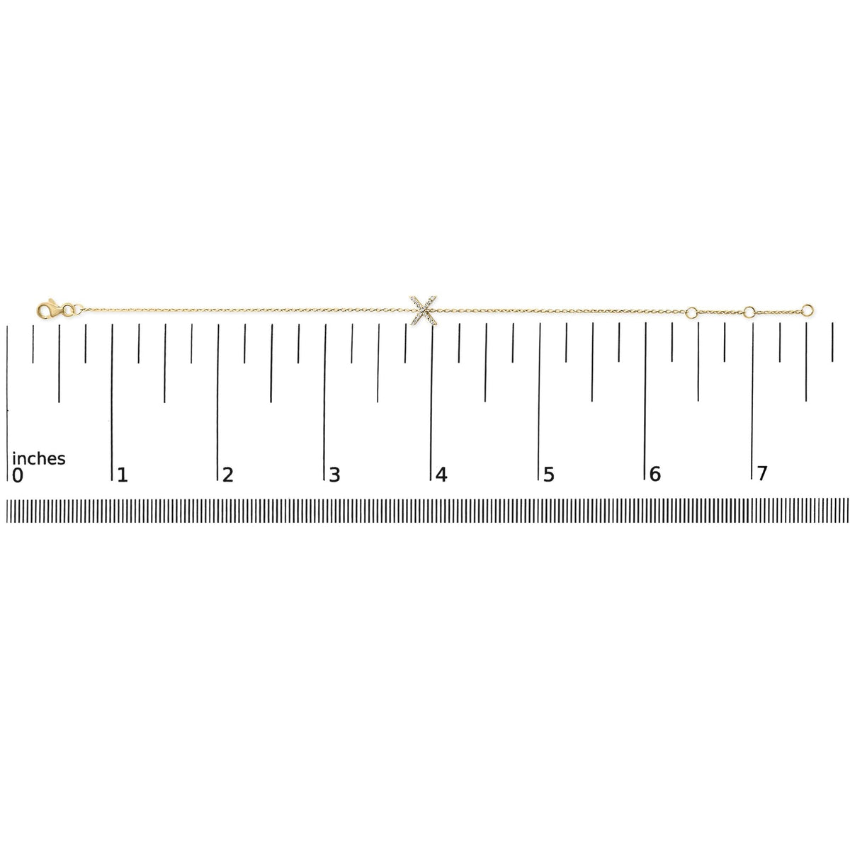 10K Yellow Gold Diamond Accent "A-Z" Initial Charm and Link Bracelet